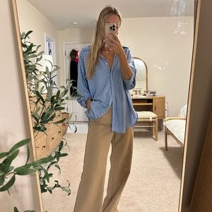 Zara blue white striped button down